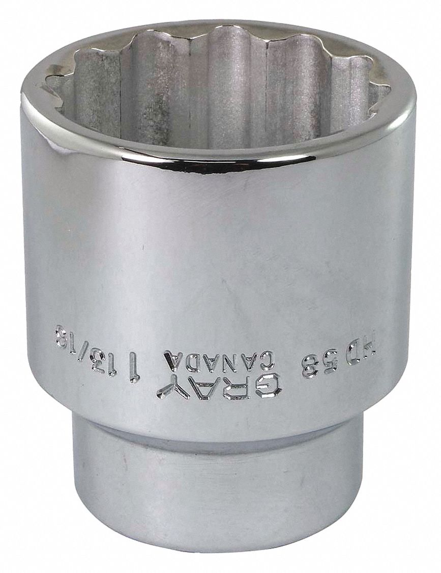 PRISE,CARRÉ,6 PT,REG HEAD,FINI EN MIROIR,DOUILLE DE 1 13/16 X 3/4 PO,CHRM