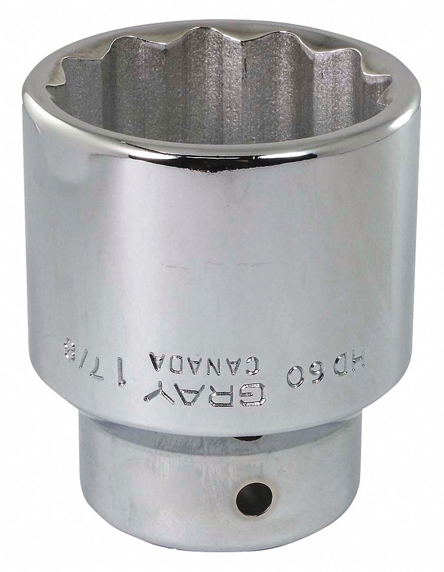 PRISE,CARRÉ,6 PT,REG-2 HEAD,FINI EN MIROIR,1 7/8 X 3/4 PO DR,CHRM