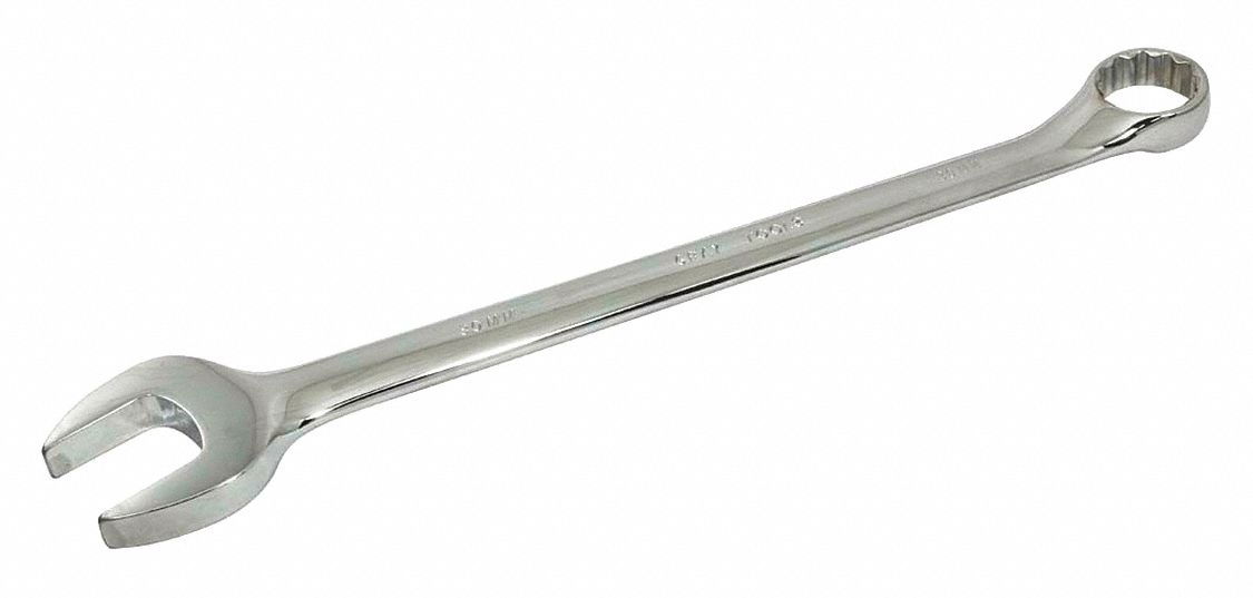 COMBINATION WRENCH, STRAIGHT, ANTI-SLIP, NON-REVERSIBLE, 12 PT, 391 MM, STEEL/CHROME