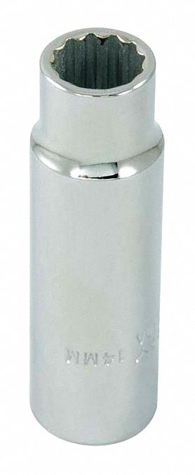 SOCKET 14MMX1/2IN DR 12 PT DP CHROM