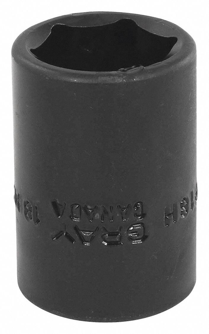 IMPACT SOCKET, 6 POINT, STANDARD SOCKET, 18 MM X 1/2 IN DRIVE