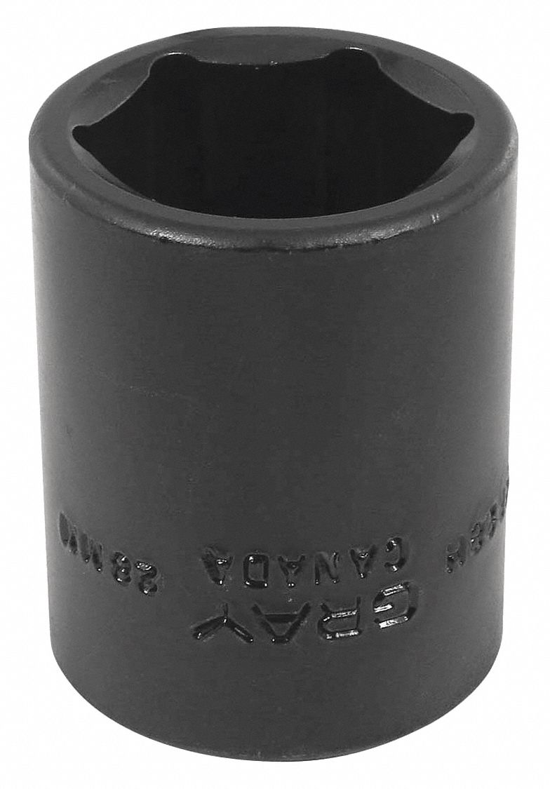 IMPACT SOCKET, 6 POINT, STANDARD SOCKET, 28 MM X 1/2 IN DRIVE