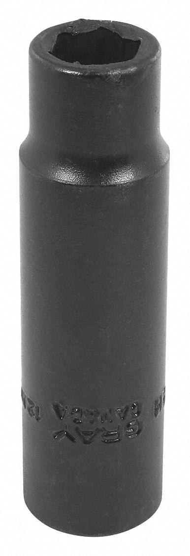 IMPACT SOCKET, 6 POINT, DEEP SOCKET, 12 MM X 1/2 IN DRIVE