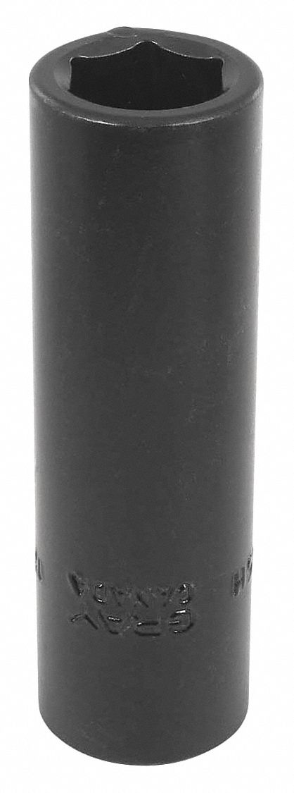 IMPACT SOCKET, 6 POINT, DEEP SOCKET, 15 MM X 1/2 IN DRIVE