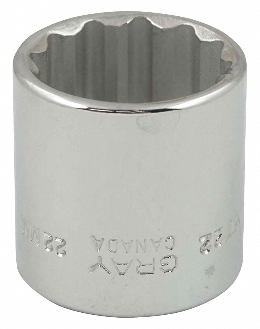SOCKET 22MMX3/8IN DR 12 PT REG CHRO