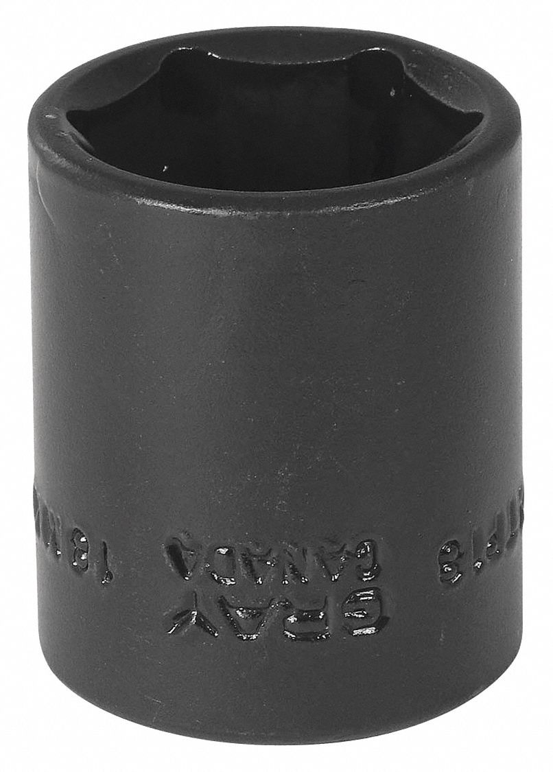 IMPACT SOCKET, 6 POINT, STANDARD SOCKET, 18 MM X 3/8 IN DRIVE