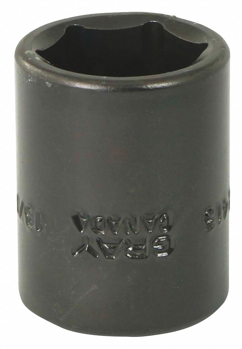 IMPACT SOCKET, 6 POINT, STANDARD, 13/16 X 1/2 IN DRIVE