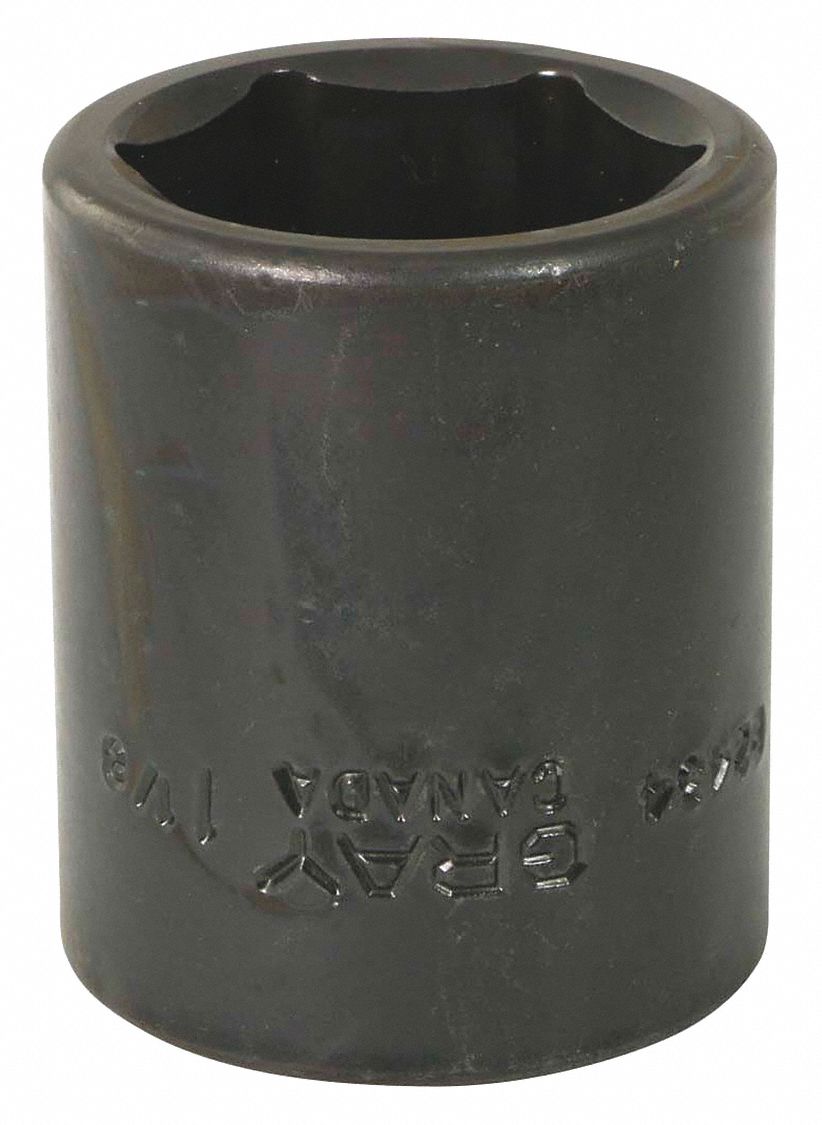 IMPACT SOCKET, 6 POINT, STANDARD, 1 1/8 X 1/2 IN DRIVE