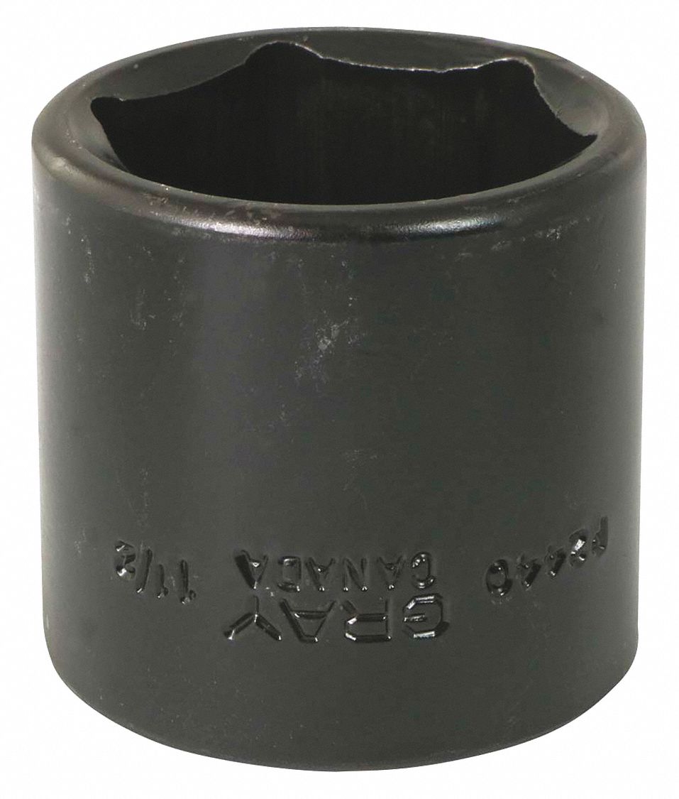 IMPACT SOCKET, 6 POINT, STANDARD, 1 1/2 X 1/2 IN DRIVE