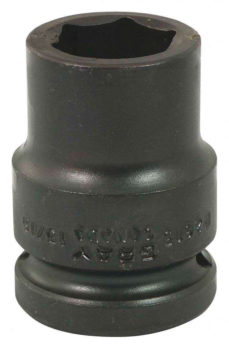 IMPACT SOCKET, 6 POINT, STANDARD, 13/16 X 3/4 IN DRIVE