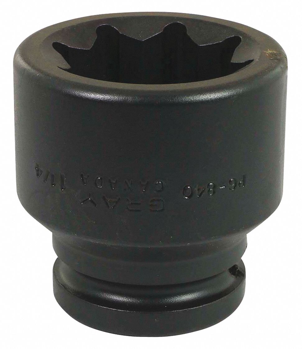 IMPACT SOCKET, 8 POINT, STANDARD SOCKET, 1 1/4 X 3/4 IN DRIVE