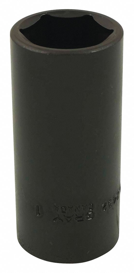 IMPACT SOCKET, 6 POINT, DEEP SOCKET, 1 X 1/2 IN DRIVE