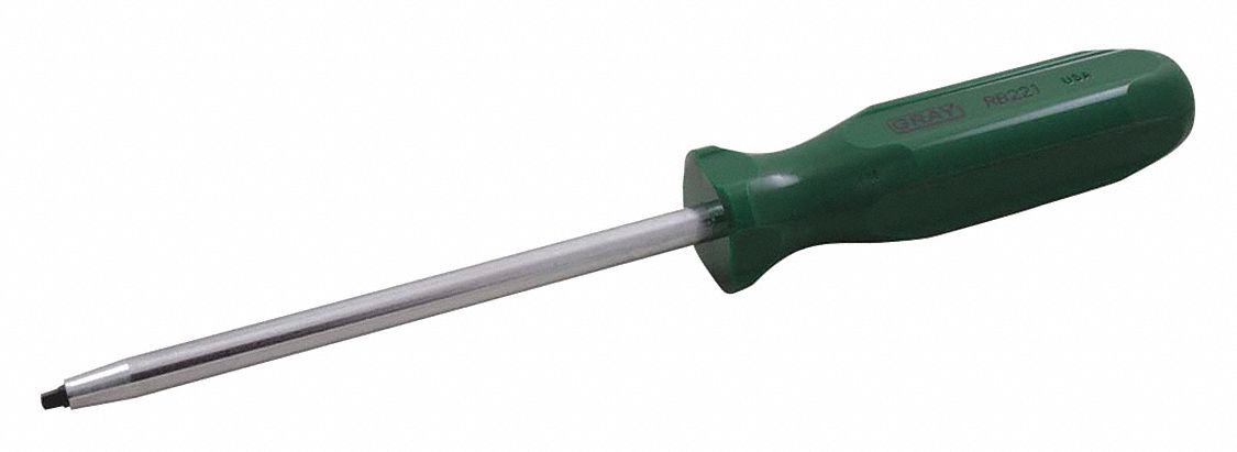 SCREWDRIVER, GREEN ACETATE HANDLE, #1 TIP, 9¾ IN L X 5/16 IN DIA, ROBERTSON
