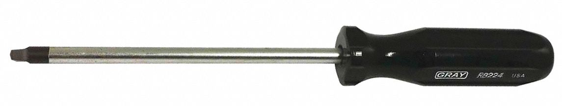 RECESS SCREWDRIVER, NO 4 SQUARE TIP, ROUND SHANK, 10 3/4 IN L, STEEL/PLASTIC
