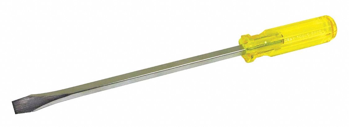SCREWDRIVER, ACETATE HANDLE, 0.053 IN X½ IN TIP, 14½ IN L X ⅜ IN DIA
