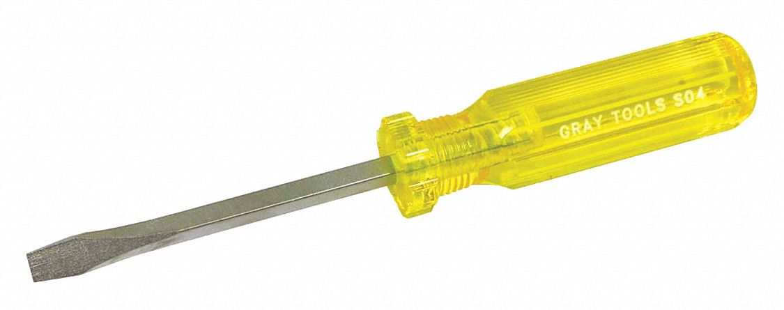 SCREWDRIVER, ACETATE HANDLE, 0.037 IN X ¼ IN TIP, 8¼ IN L X ¼ IN DIA