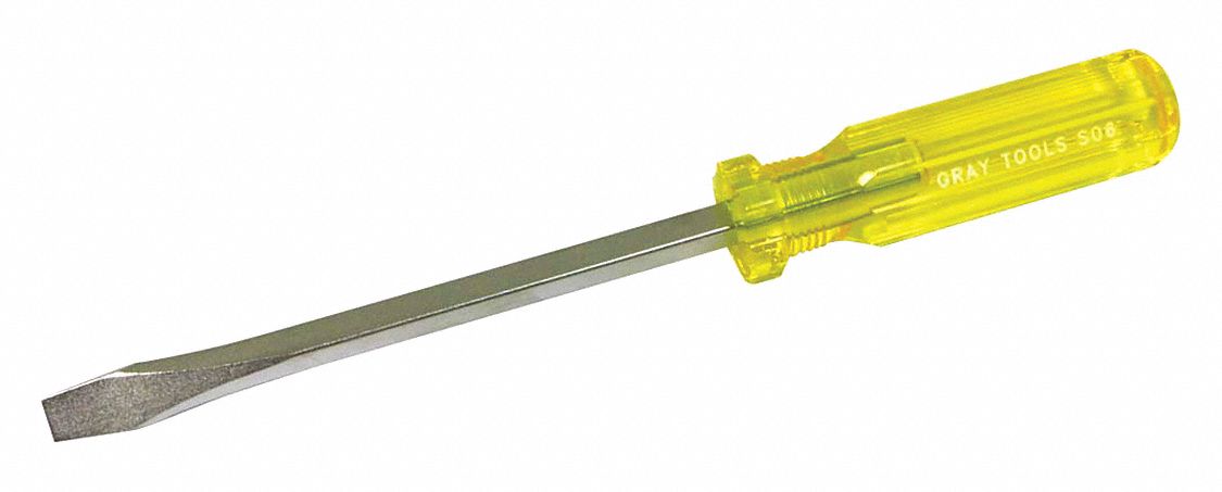 SCREWDRIVER, ACETATE HANDLE, 0.045 IN X 5/16 IN TIP, 10¼ IN L X 5/16 IN DIA