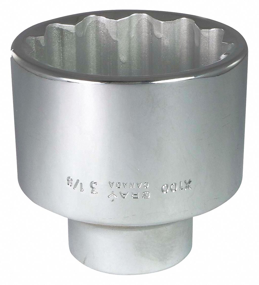SOCKET 3-1/8INX1IN DR 12 PT REG CHR