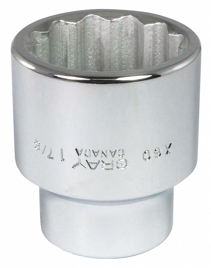 SOCKET 1-7/8INX1IN DR 12 PT REG CHR