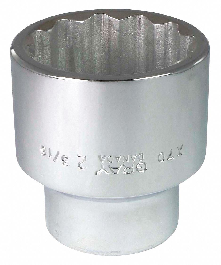 SOCKET, SQUARE, 12 PT, REG HEAD, SAE/CDA 39-GP-12B, 2 3/16 X 1 IN DR, CHROME