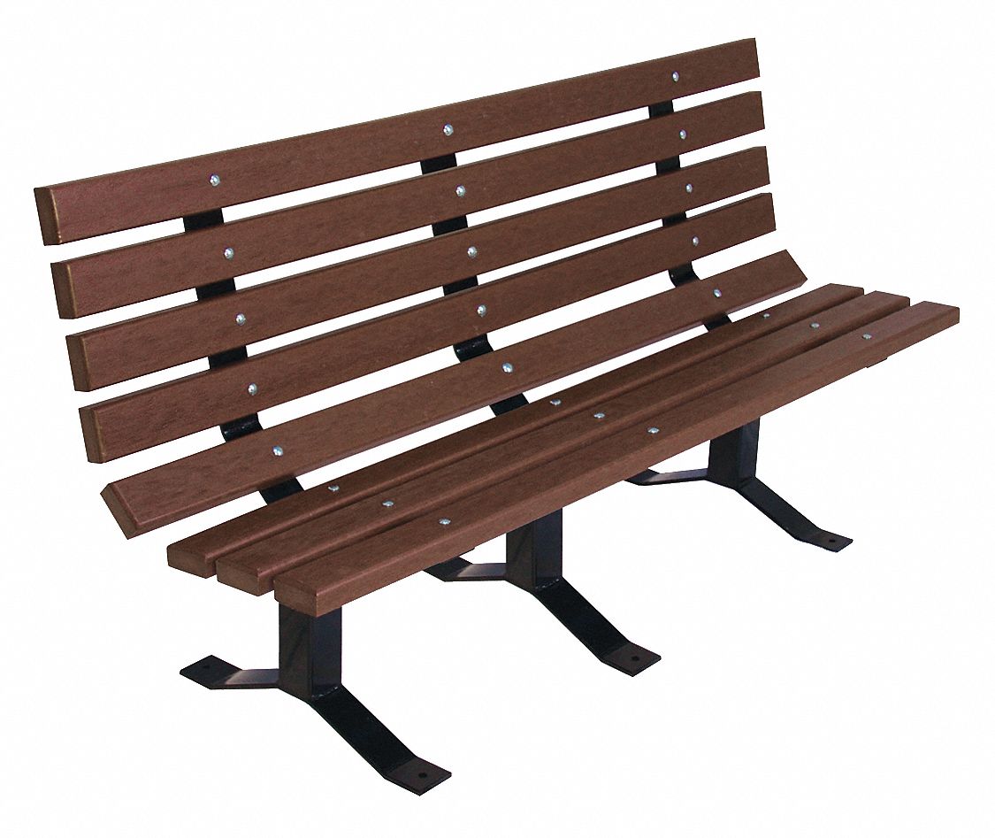 ULTRASITE Recycled Plastic Outdoor Bench, Brown, 72 in Length - 13R012