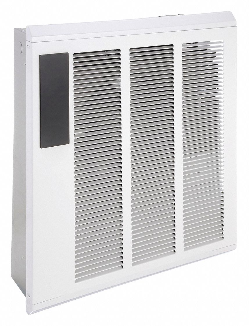 Recessed Electric Wall-Mount Heater: 1800 W/4000 W, 240V AC, 1 Phase, 240V AC, 1-phase, White