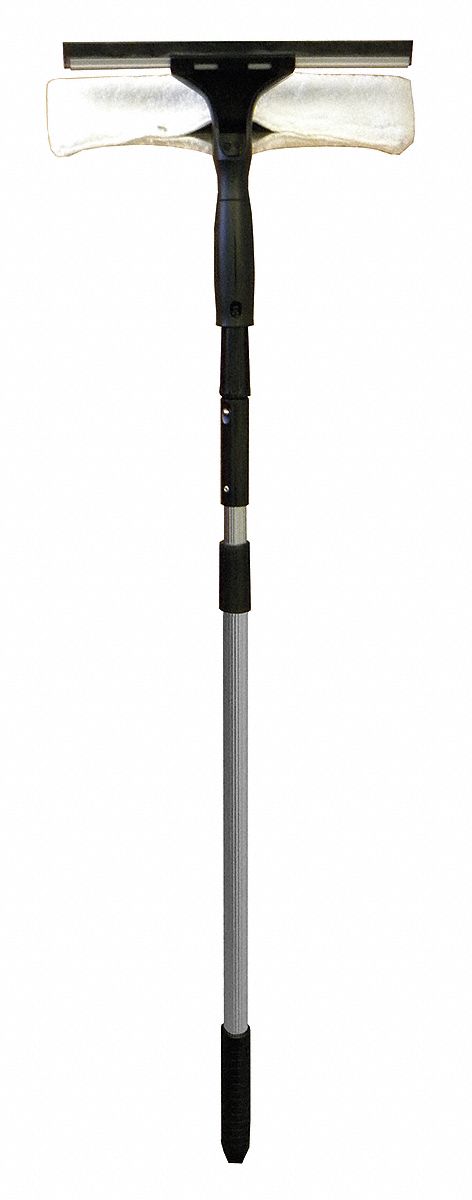 Window Squeegee: Single-Blade, Rubber, Straight, 10 in Blade Wd, Silver Handle Color