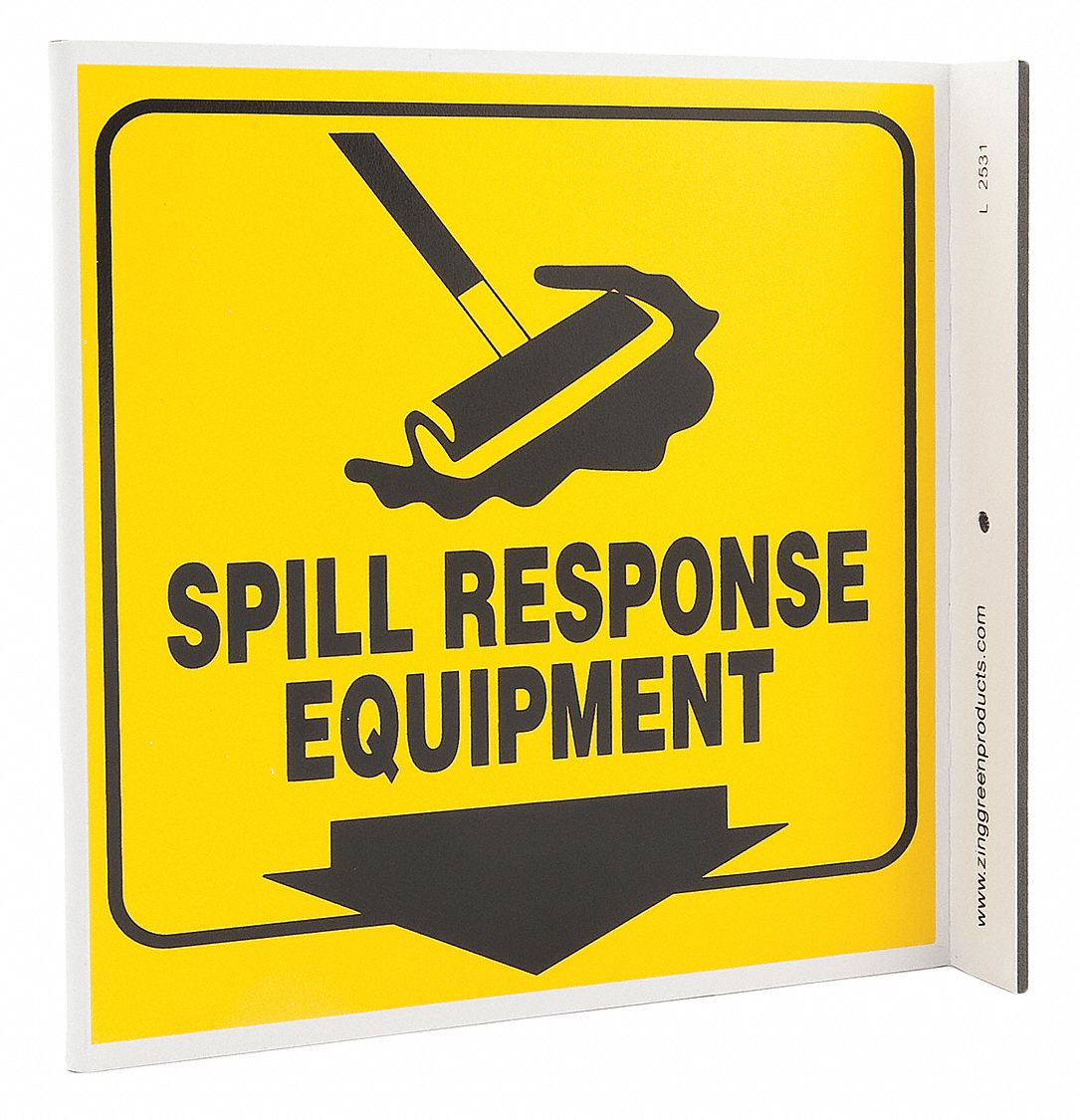 SPILL STATION SIGN, PLASTIC, MOUNTING HOLES, 7 IN X 7 IN NOMINAL SIGN SIZE, SPILL RESPONSE EQUIPMENT