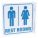 RESTROOM SIGN, PLASTIC, 7 IN WIDTH, 7 IN HEIGHT, WITH MOUNTING HOLES, L-SHAPED