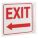 EXIT SIGN, PLASTIC, 7 IN WIDTH, 7 IN HEIGHT, WITH MOUNTING HOLES, L-SHAPED, EXIT (ARROW)