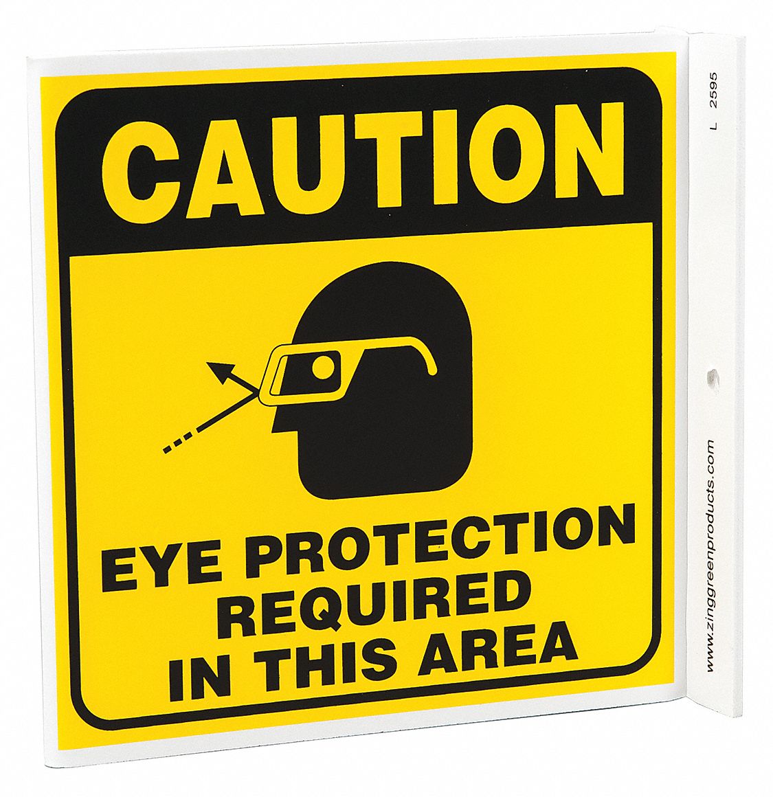 CAUTION SIGN, PLASTIC, MOUNTING HOLES, 7 IN X 7 IN NOMINAL SIGN SIZE, 0.125 IN THICK