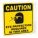 CAUTION SIGN, PLASTIC, MOUNTING HOLES, 7 IN X 7 IN NOMINAL SIGN SIZE, 0.125 IN THICK