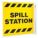 SPILL STATION SIGN, PLASTIC, 7 IN WIDTH, 7 IN HEIGHT, WITH MOUNTING HOLES, L-SHAPED