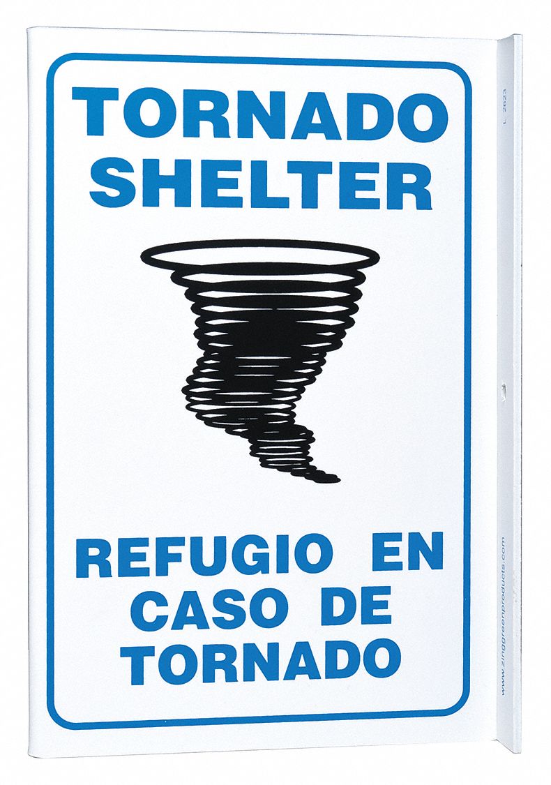 EVACUATION SIGN, ASSEMBLY OR SHELTER, PLASTIC, 11 IN X 8 IN, WITH MOUNTING HOLES, L-SHAPED