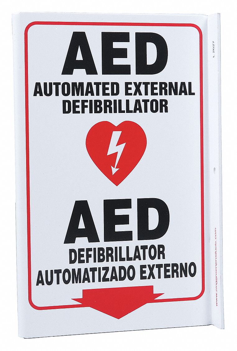 FIRST AID SIGN, PLASTIC, 8 IN WIDTH, 11 IN HEIGHT, WHITE, WITH MOUNTING HOLES, L-SHAPED