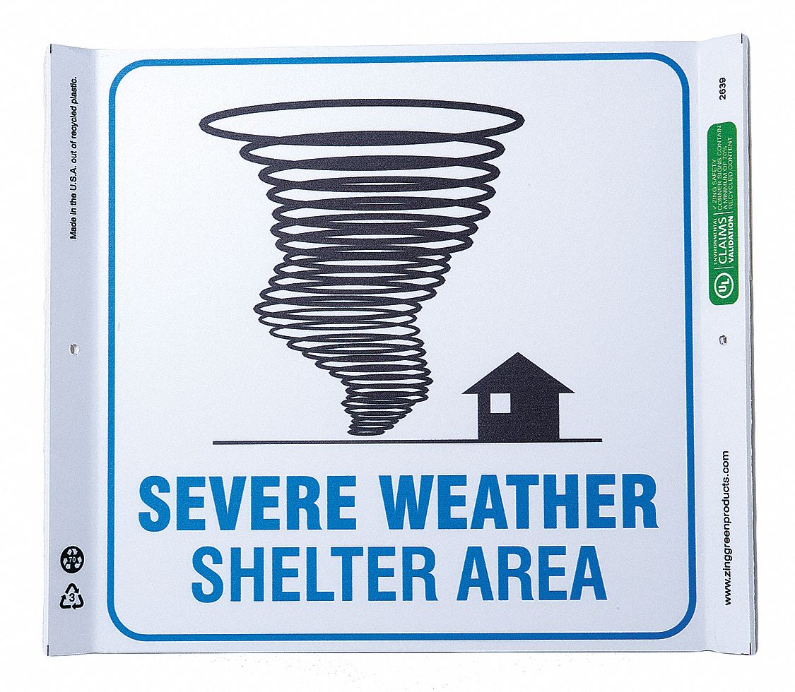 EVACUATION SIGN, ASSEMBLY OR SHELTER, PLASTIC, 10 IN X 10 IN, WITH MOUNTING HOLES