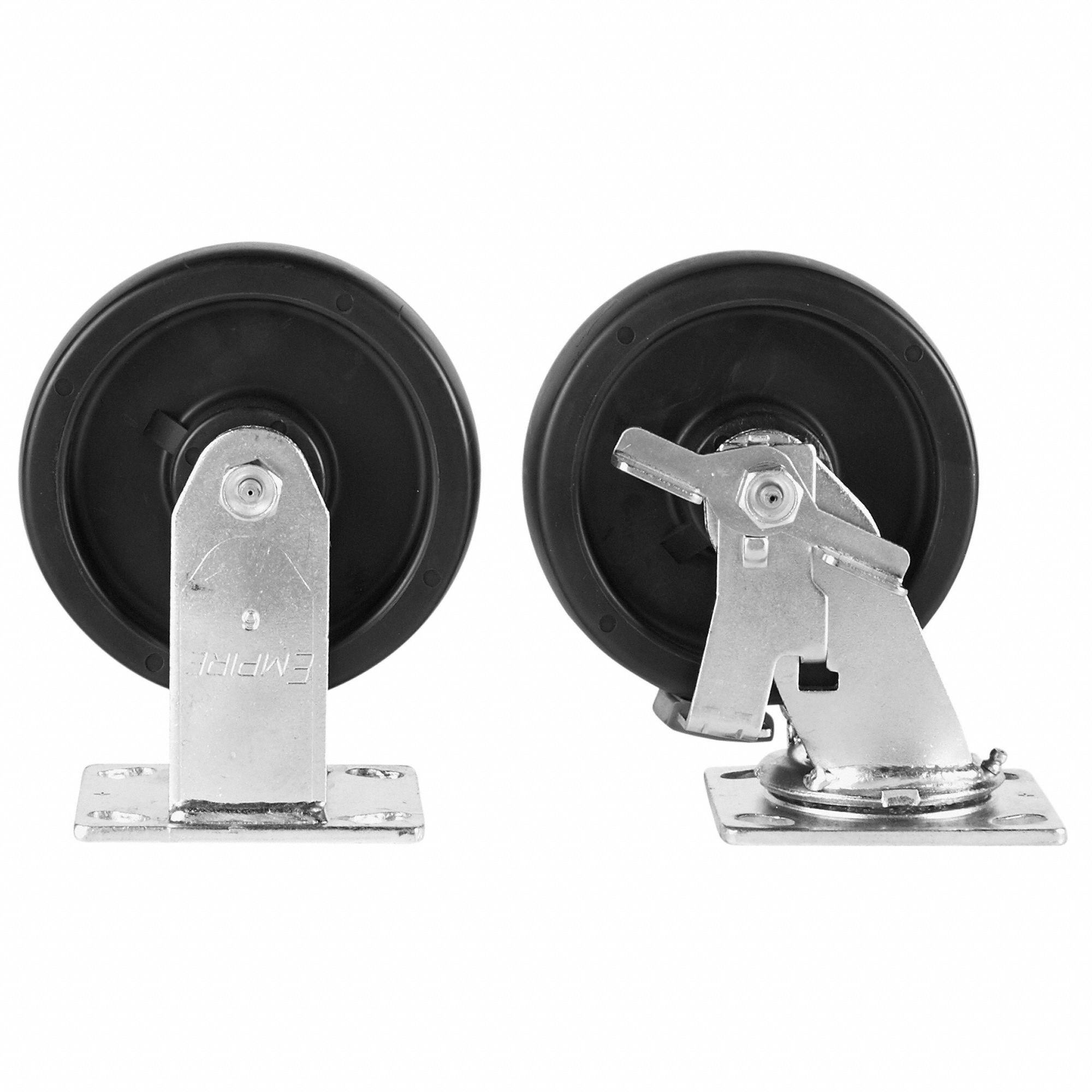 KNAACK Caster Set 6 in Caster Dia, 6 in Caster Ht, (2) Rigid Casters