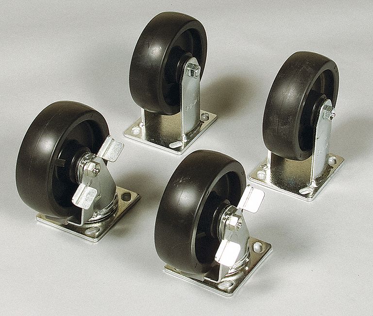 Caster Set: Caster Set, Black, 2, 600 lb Total Load Capacity