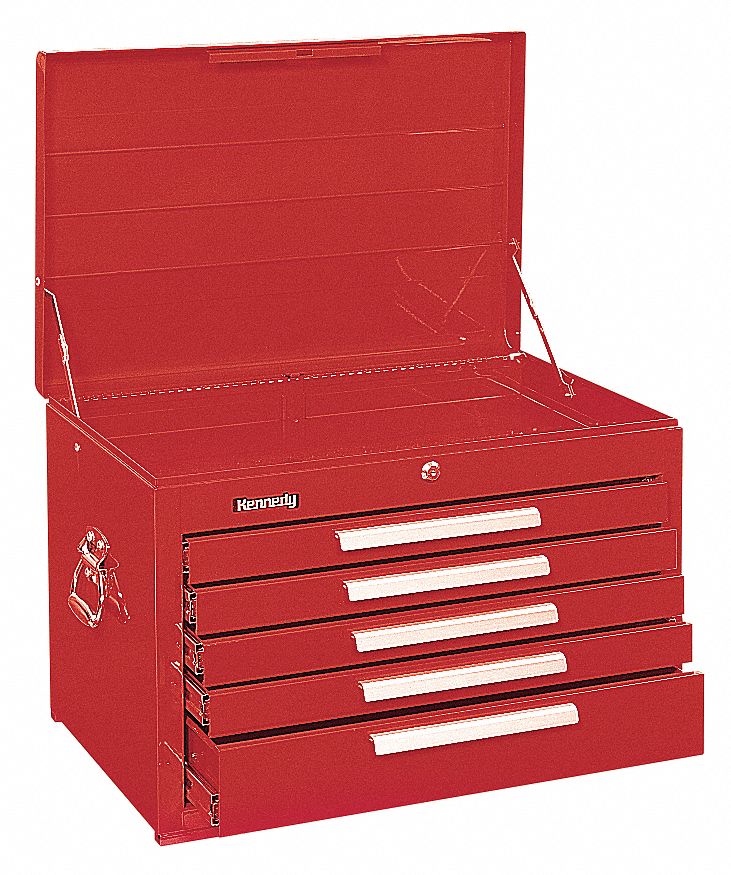 KENNEDY Red Top Chest, 27" Width x 18"  Depth x 18 3/8" Height, Number of Drawers: 5   13R649|2705XR   