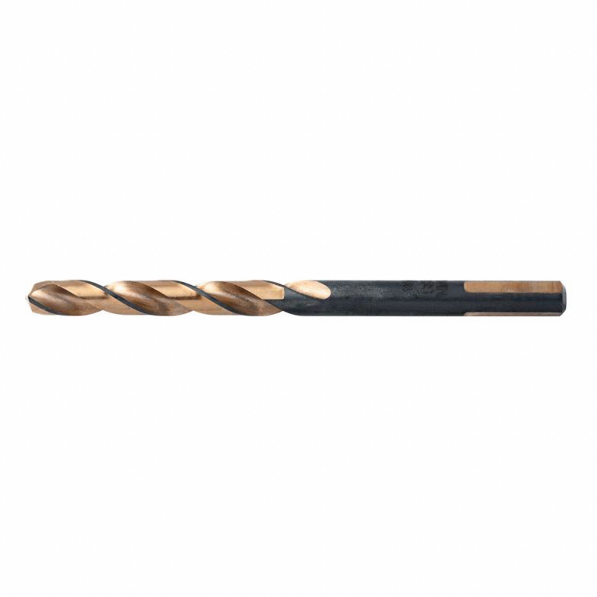 JOBBER LENGTH DRILL BIT, 19/64 IN, HIGH SPEED STEEL, 3 FLATS SHANK