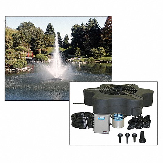 Pond Decorative Fountain System: 240V, Continuous, 46 ft Max. Spray Wd, 22 ft, 100 ft Cord Lg