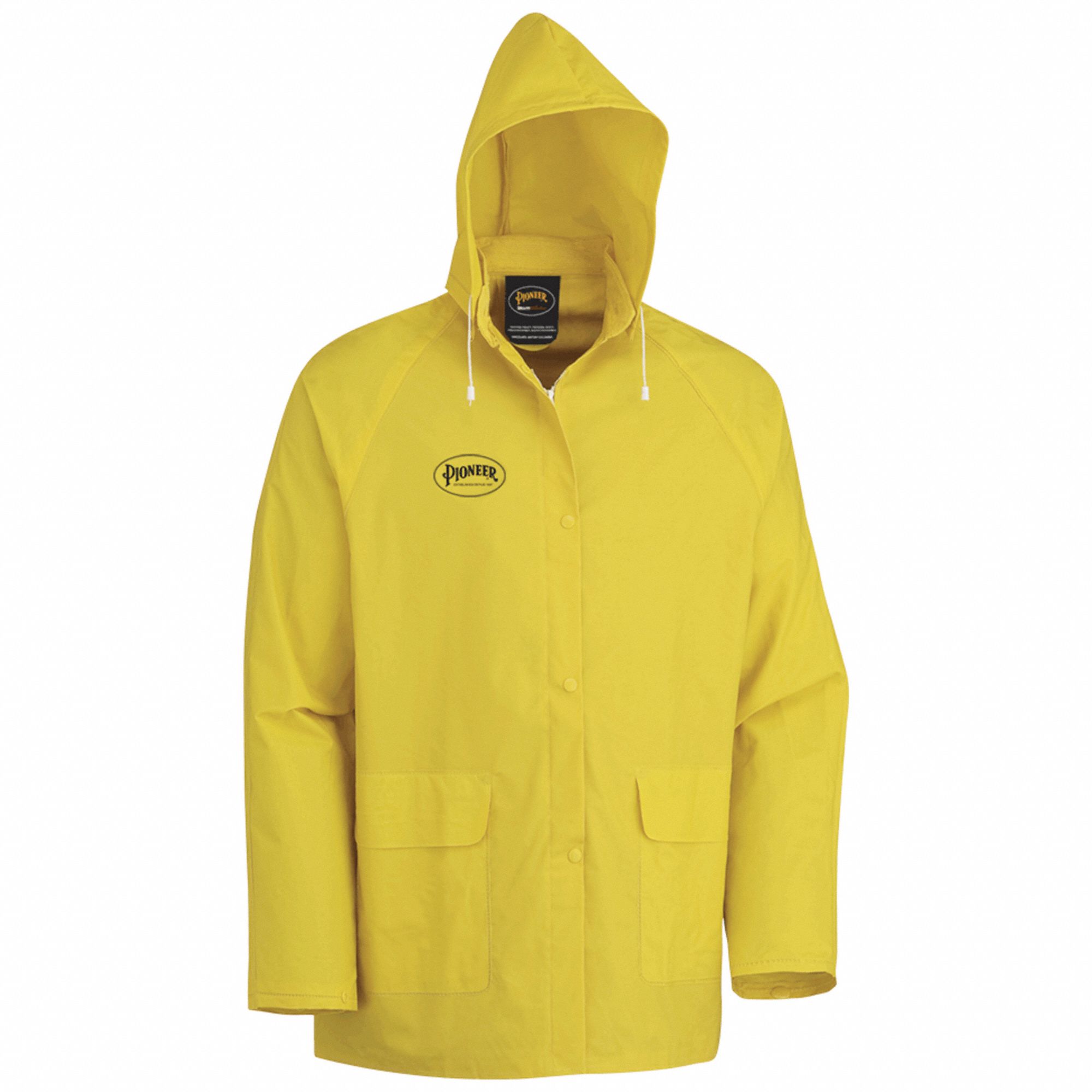 RAIN JACKET, YELLOW, L, POLYESTER/PVC, WELDED SEAMS, HOODED