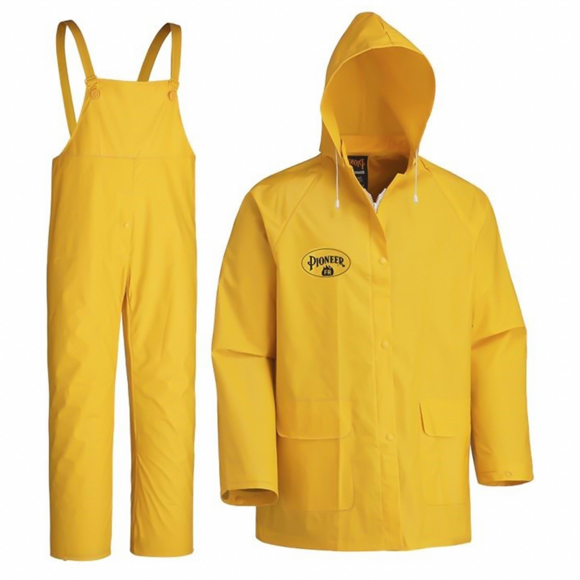 STORM MASTER FIRE-RESISTANT RAIN SUIT, YELLOW, 4XL, POLYESTER/PVC, RESISTS: FLAME