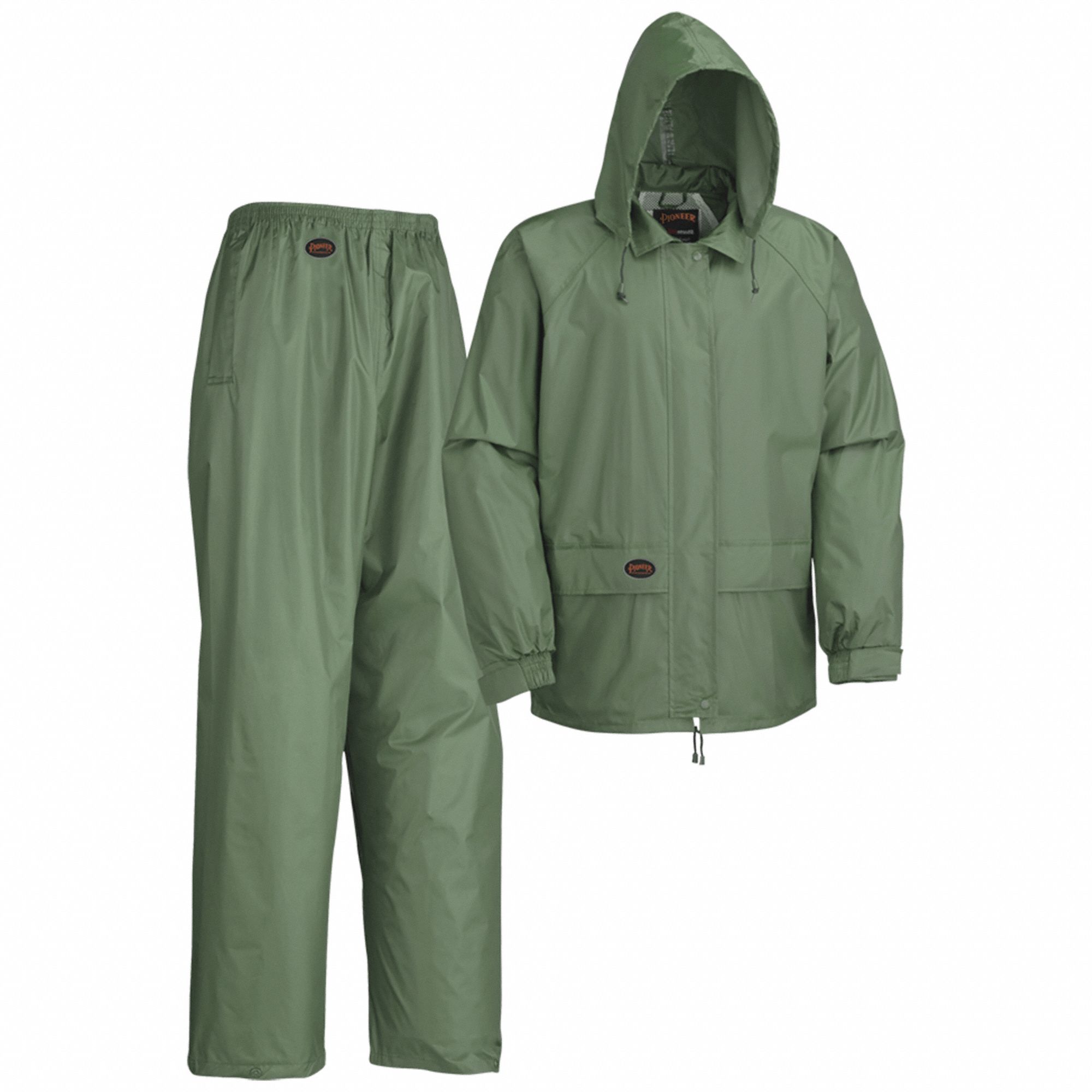 GRN RAIN SUIT, 3XL, POLYESTER/PVC, TAPED/HEAT SEALED SEAMS, VENTED MESH BACK, 2 POCKETS