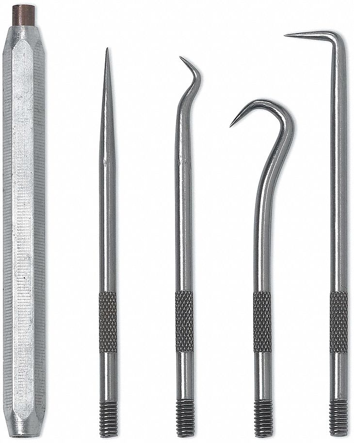 HOOK/PICK SET, STEEL, SCREWDRIVER, PLASTIC HANDLE, 2 PIECES, 8 5/16 IN L