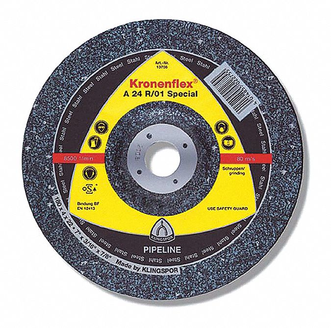 DISQUE DE MEULAGE,P/ L'AC,TP 27,24 GRAINS,10,200 TR/MIN,6 X 3/16 X 7/8 PO
