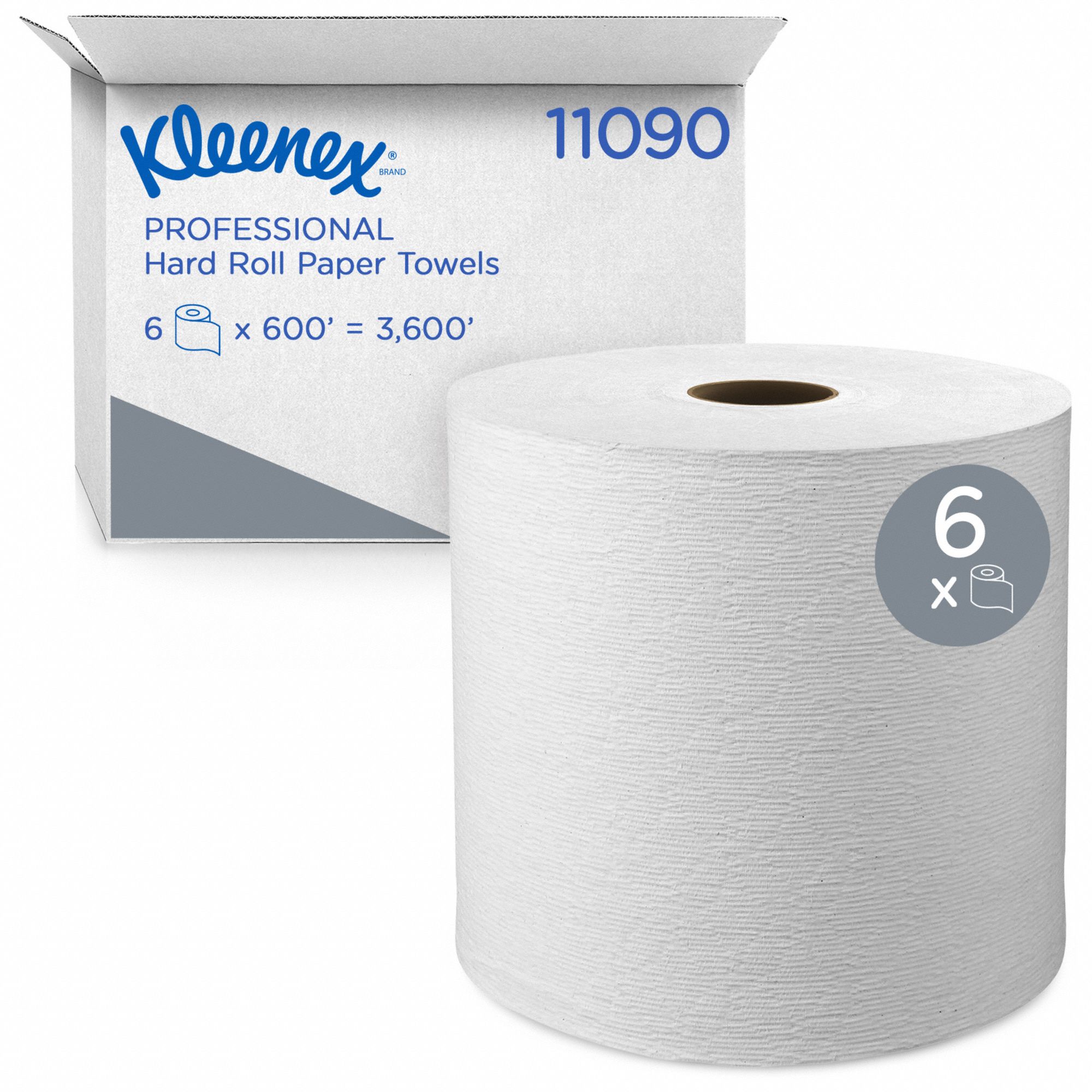 PAPER TOWEL ROLL, WHITE, 8 IN ROLL WIDTH, 600 FT LENGTH, CONTINUOUS, 6 PK