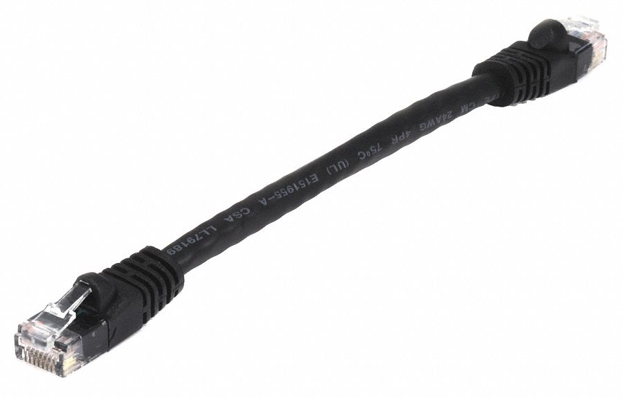 VOICE AND DATA PATCH CORD, ROUND, 24 AWG, BLACK, 7498, 0.5 FT OVERALL L, 6, UNSHIELDED