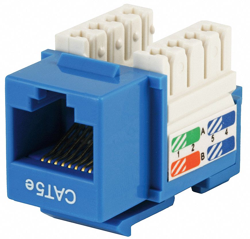 KEYSTONE JACK, PUNCH-DOWN, CATEGORY JACKS, 1 PORT, BLUE, 5E, RJ45, 5371