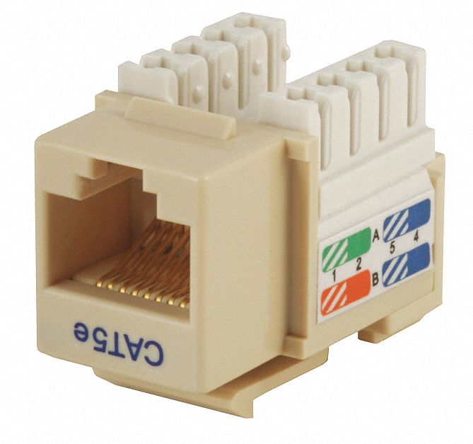 KEYSTONE JACK, PUNCH-DOWN, CATEGORY JACKS, 1 PORT, BEIGE, 5E, RJ45, 5373